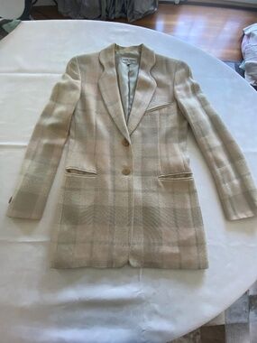 Vintage Giorgio Armani Pink & Grey Plaid Jacket, Silk and Viscose, Size 4(38 IT)